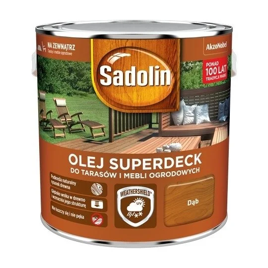 Dostępne od ręki Olej do tarasów Sadolin Superdeck bezbarwny 2,5 l