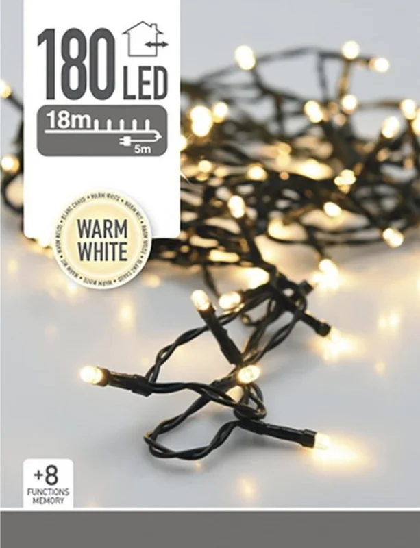 Lampki choinkowe 180 LED ciepłe białe Nowy