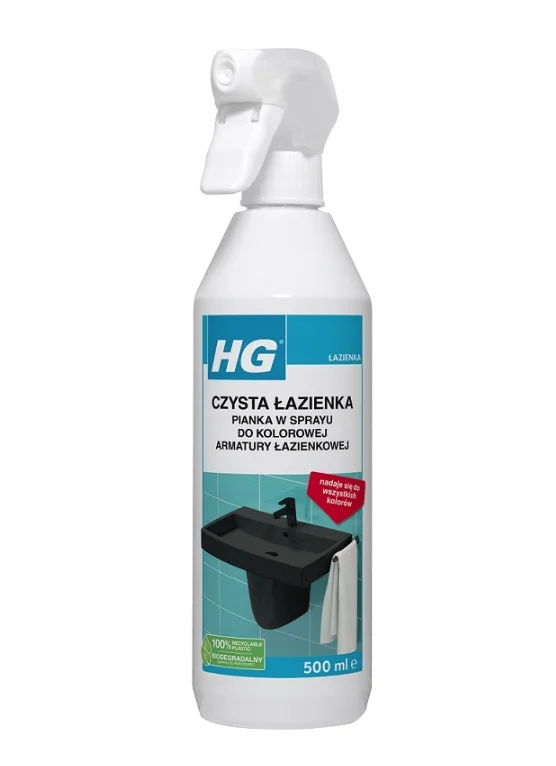 Nowość HG Czysta Łazienka pianka do czyszczenia kolorowej armatury 500ml