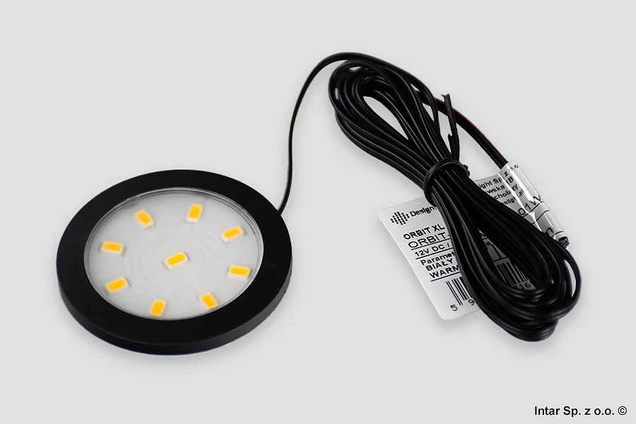 Oprawa okrągła ORBIT XL LED, ORBIT-XL-CZ-30K-01W, 3W, 12V, Przewód 2000 mm, Biały ciepły, Czarny, DESIGN LIGHT Darmowa dostawa