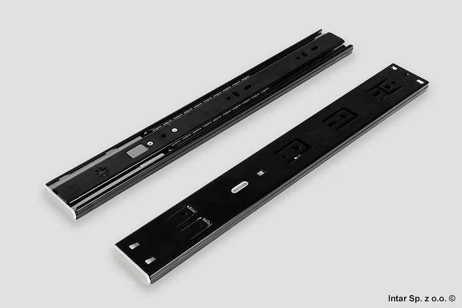 Prowadnica kulkowa H-45 mm SVQ, 06346, L-350 mm, 30 kg, Z systemem miękkiego domyku, Pełen wysuw, Czarny, SEVROLL Wysoka jakość