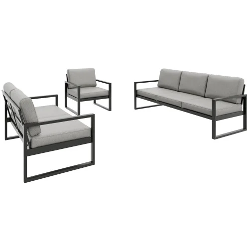 Do wyczerpania zapasów Zestaw mebli ogrodowych STELLA ciemny szary – sofa 3-os, 2-os, fotel