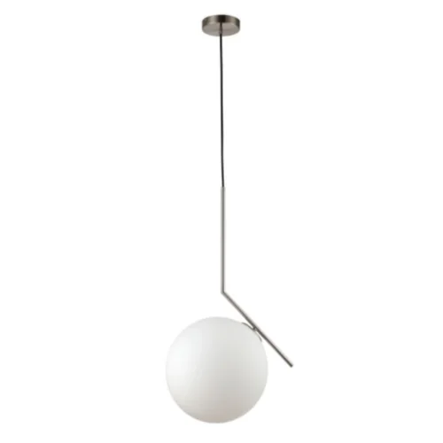 Sprawdź teraz Lampa wisząca Mondo biała kula nikiel satynowany 1xE27x11W IP20 Italux