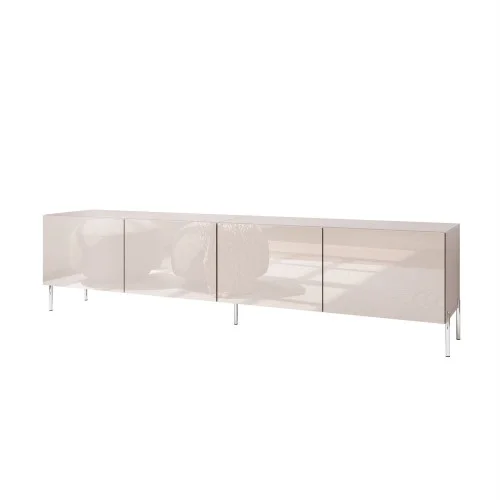 Szafka RTV COLGANTE 200 kaszmir wysoki połysk, nóżki boho srebrne, LED Oferta czasowa
