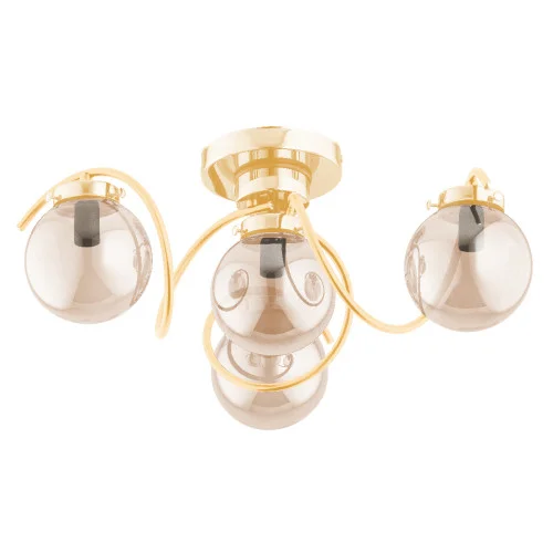 Hit cenowy Lampa wisząca KRETKA bursztynowe kule mosiężno-złota 4xE14x10W IP20 Alfa