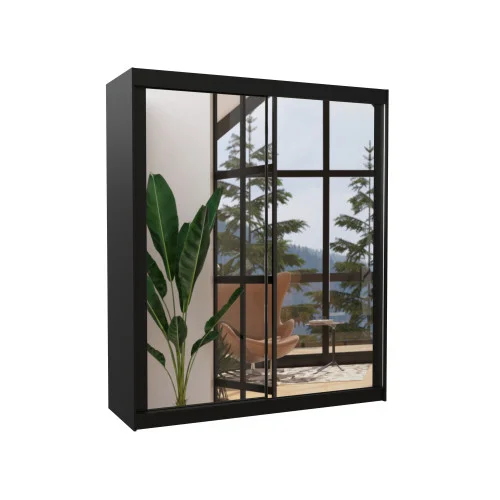 Szafa przesuwna z lustrem MORGAN 180 Black Nowy