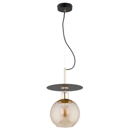Lampa wisząca QEENCY bursztynowa kula na sticku czarna 1xE27x15W IP20 Alfa Tylko dziś