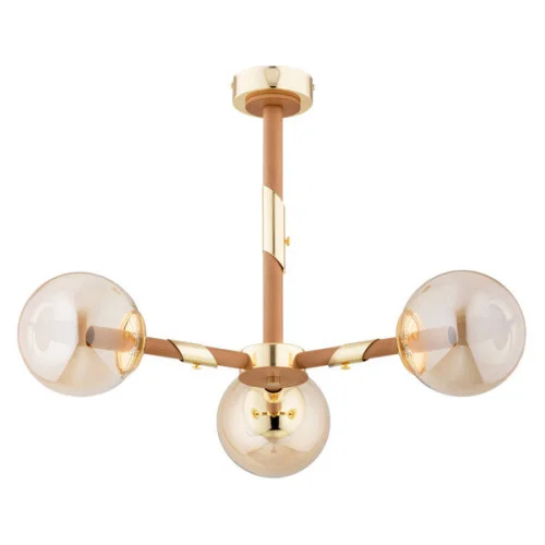 Lampa wisząca GELIA jasne drewno-złoto 3xE14x10W wym:45x57x57cm IP20 Alfa Super okazja
