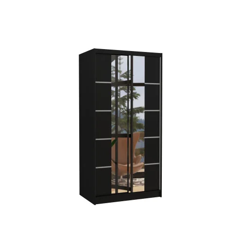 Szafa przesuwna z lustrem KSAWER 100 Black Rabat