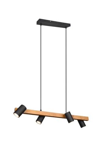 Lampa wisząca czarna-jasne drewno MARLEY 4xGU10x35W wym:150x80x80 Trio Dodaj do koszyka