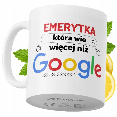 Kubek Dla Emerytki na Prezent z Nadrukiem ze Zdjęciem 330 ml PoliDraw Łatwy zwrot