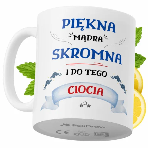 Kubek Dla Cioci na Prezent z Nadrukiem ze Zdjęciem 330 ml PoliDraw Premium