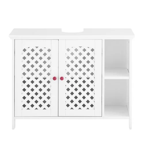 SoBuy Szafka pod umywalkę z dwoma drzwiczkami Biały 80x31.5x60.5cm BZR210-W Dostępne od ręki