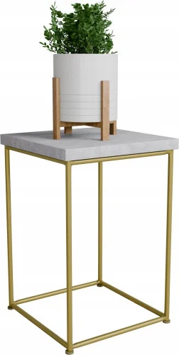Darmowa dostawa Stolik pomocniczy Druciany Kwietnik 20x20x30 Loft Złoty+Beton Jasny