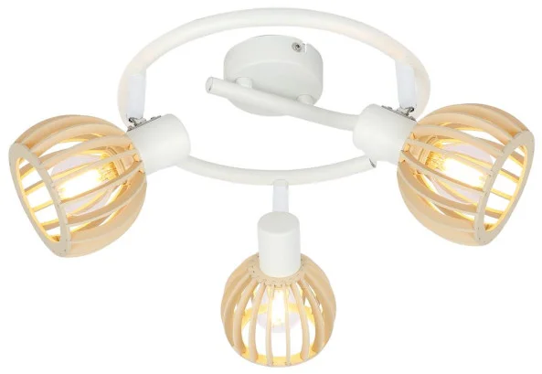 Lampa sufitowa biała jasne drewno ATARRI 3xE14x25W Candellux Obniżka ceny