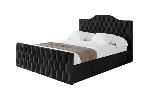 Premium Łóżko tapicerowane z materacem + pojemnik FALIO-Z-180x200 cmCzarny