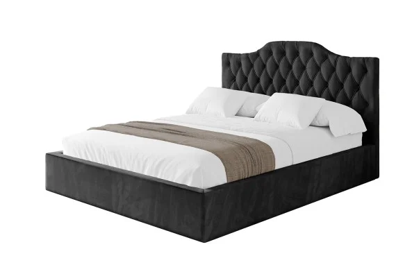 Cena promocyjna Łóżko tapicerowane bez materaca + pojemnik FALIO- 200x200 cm Czarny