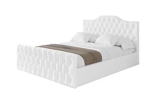 Promocja Łóżko tapicerowane bez materaca + pojemnik FALIO-Z-160x200 cmBiały