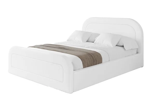 Łóżko tapicerowane bez materaca + pojemnik LERAY-Z-200x200 cmBiały Zamów dziś