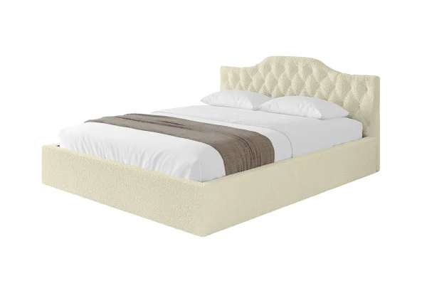 Szybka dostawa Łóżko tapicerowane bez materaca + pojemnik FALIO-v1- 200x200 cm Beżowy