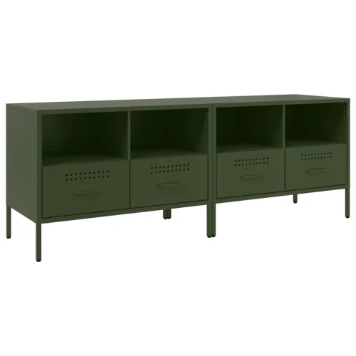 2x Szafka Pod Telewizor Oliwkowa Półka Szafka RTV Stalowa 68x39x50.5 cm Tani