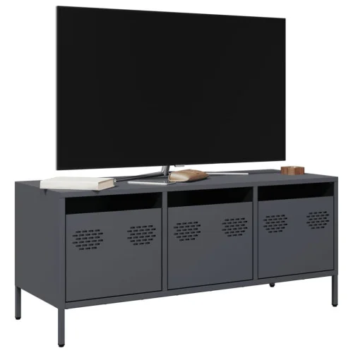 Popularny Szafka Pod Telewizor Antracytowa Półka Szafka RTV Stalowa 101.5x39x43.5 cm
