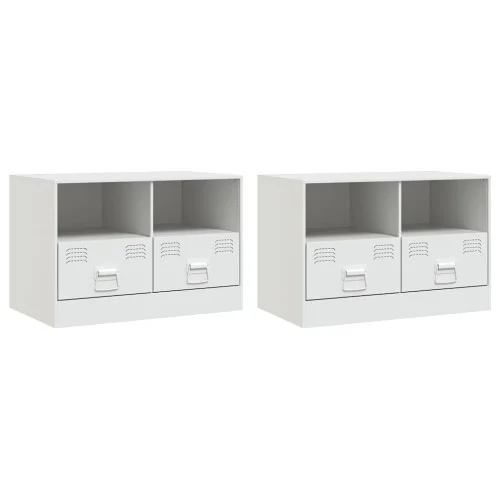 2x Szafka Pod Telewizor Biała Półka Szafka RTV Stalowa 67x39x44 cm stalowe Promocja
