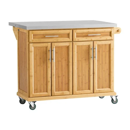 Taniej SoBuy Wyspa kuchenna z dwiema szufladami 115x71x92.5cm Funkcjonalny FKW69-N