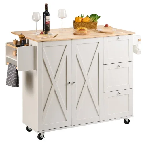 Oferta limitowana Wyspa kuchenna stół barowy regał szafka kredens na kółkach 143x68 cm
