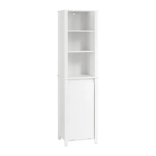 SoBuy Słupek łazienkowy z 1 drzwiami Biały 45x35x170cm Nowoczesny BZR102-W Łatwy zwrot