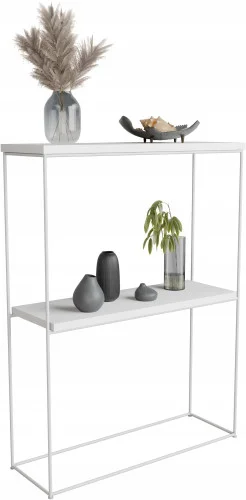 Darmowy zwrot Konsola metalowa toaletka stolik półka stojąca loft biały matowy 60x20h80