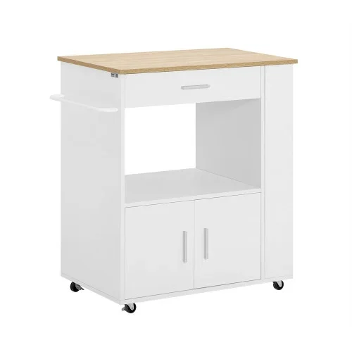 SoBuy Wózek kuchenny z szufladą Biały 75x46x88cm Funkcjonalny FKW113-NW Wyprzedaż