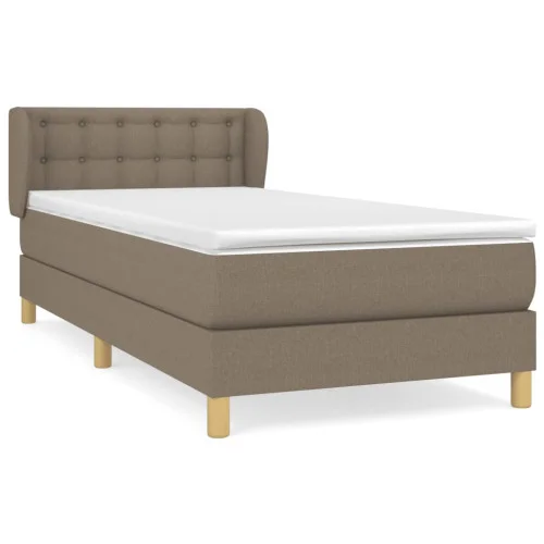 Premium Łóżko Kontynentalne z Materacem Taupe Do Pokoju Sypialni Tkanina 90x190 cm