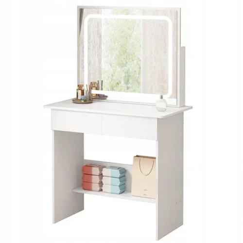 Łatwy zwrot Toaletka kosmetyczna makijażu wizażu z lustrem led nowoczesna glamour 90 cm