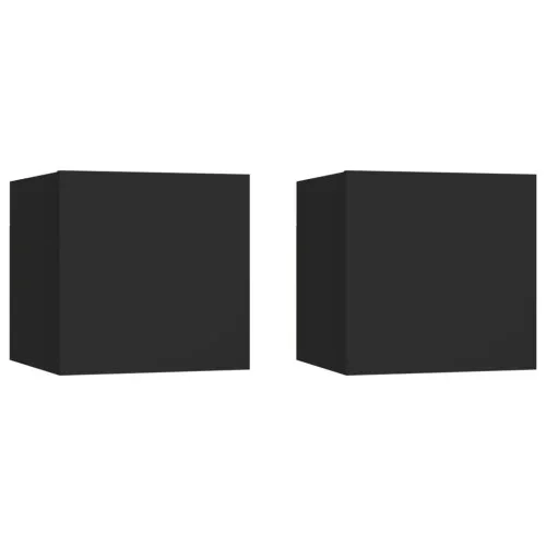2x Szafka RTV Wisząca Stolik Półka Ścienna Czarna 30.5x30x30 cm Szybka wysyłka