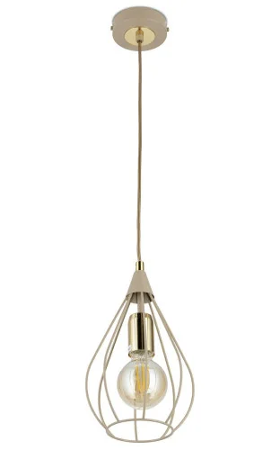 Do wyczerpania zapasów Lampa Wisząca Noa Beżowo-złota 1xE27 17 cm Druciak Nowczesny Salon Taupe